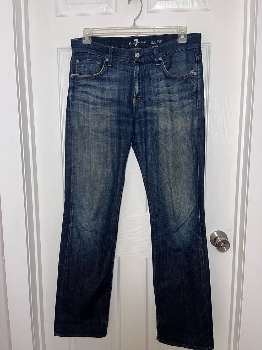 7 For All Mankind Austyn Men’s Bootcut Jeans — Dark Blue Wash